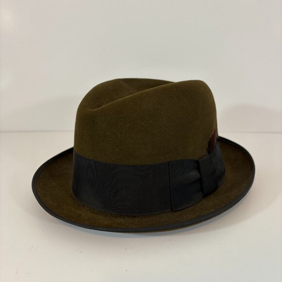 Vintage Towncraft Wool Felt Fedora 7-1/8" XXX Brown Black - Picture 1 of 9
